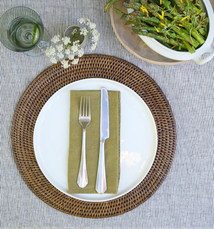 Black & White Stripe French Linen Tablecloth