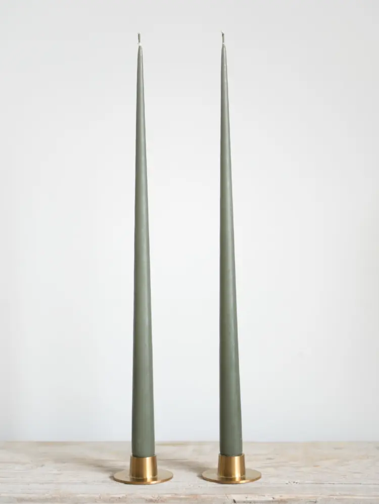 Brass Tapered Candle Holders, Set of 2