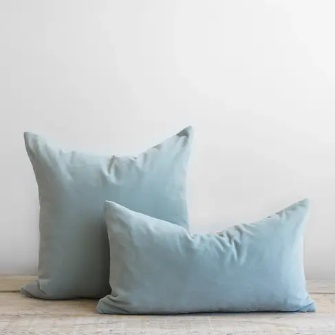 Emile Velvet Cushion in Sky
