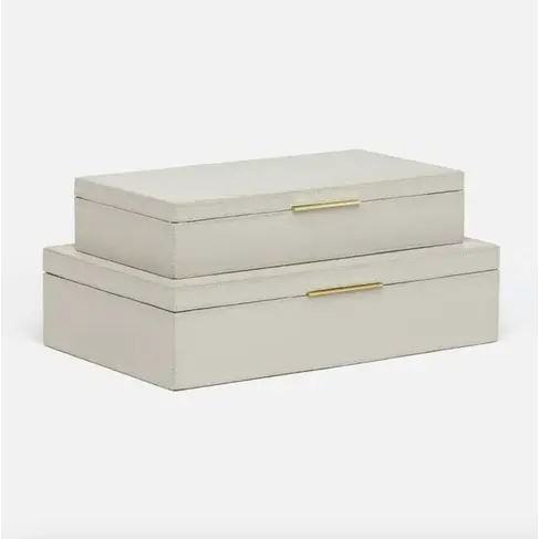 Ralston Leather Box in Light Grey