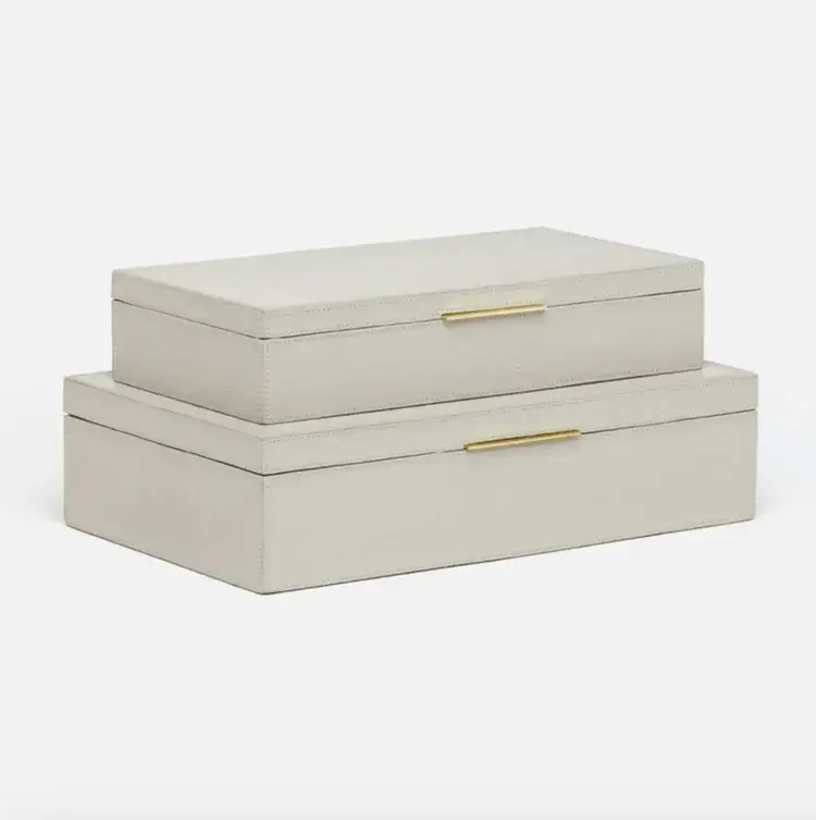 Ralston Leather Box in Light Grey