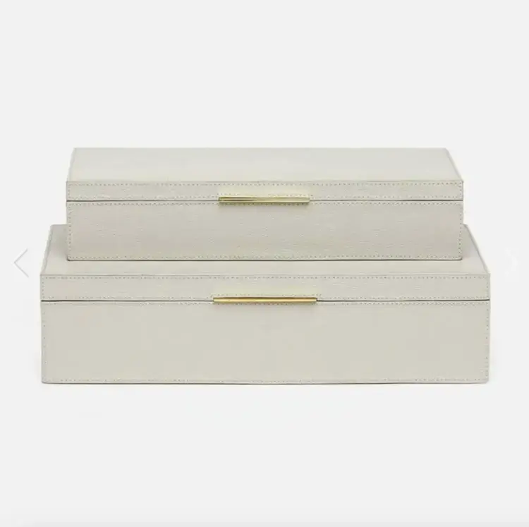 Ralston Leather Box in Light Grey