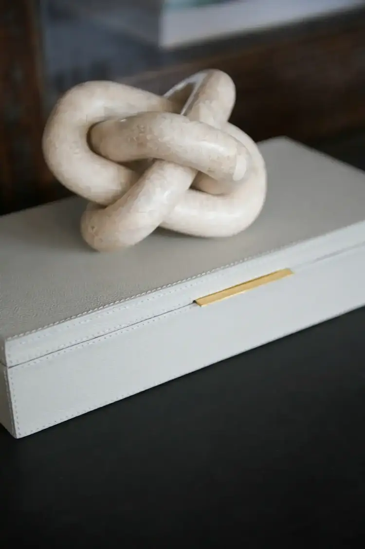 Ralston Leather Box in Light Grey