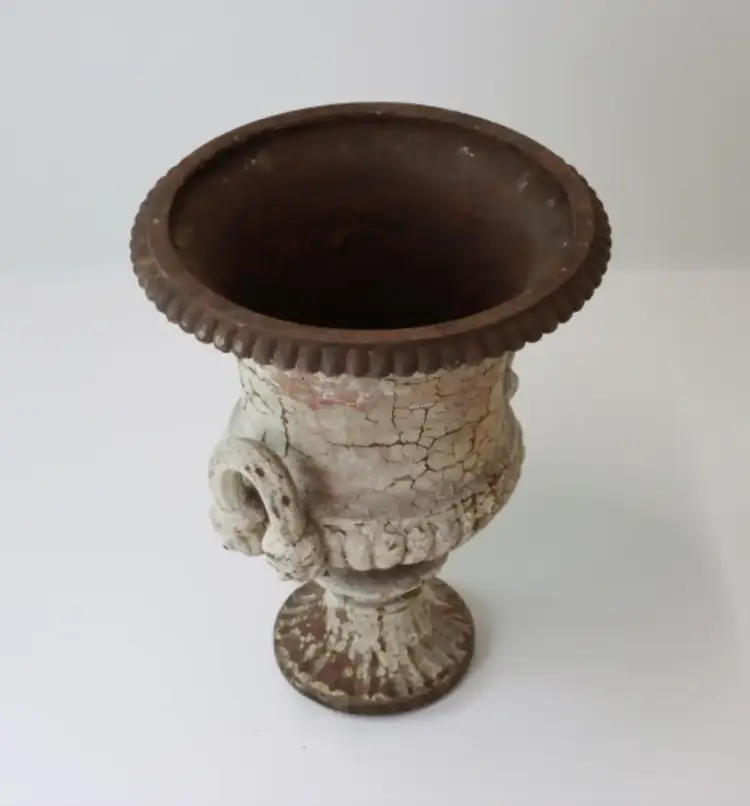Pair of Antique Cast Iron Urns, English Victorian