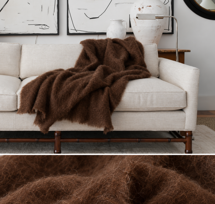 Mohair Throw in Chocolate