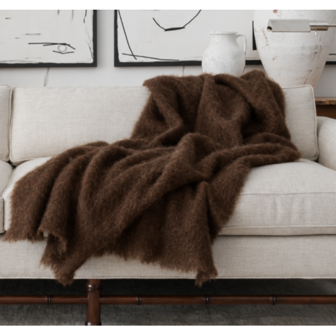 Mohair Throw in Chocolate