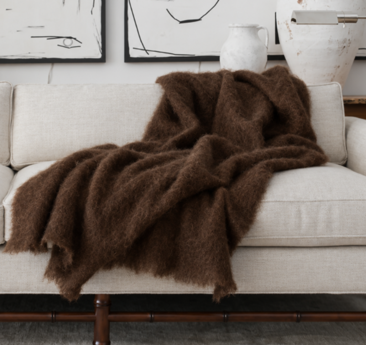 Mohair Throw in Chocolate
