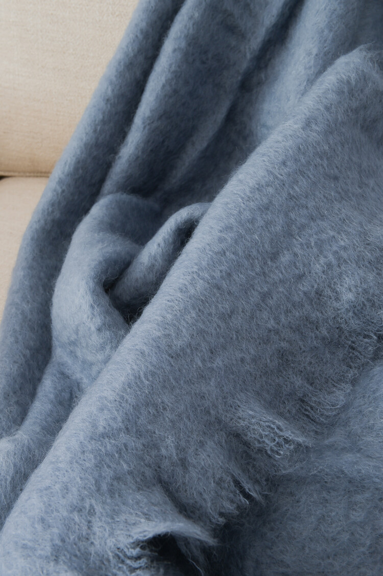Mohair Throw Blanket in Provence Blue
