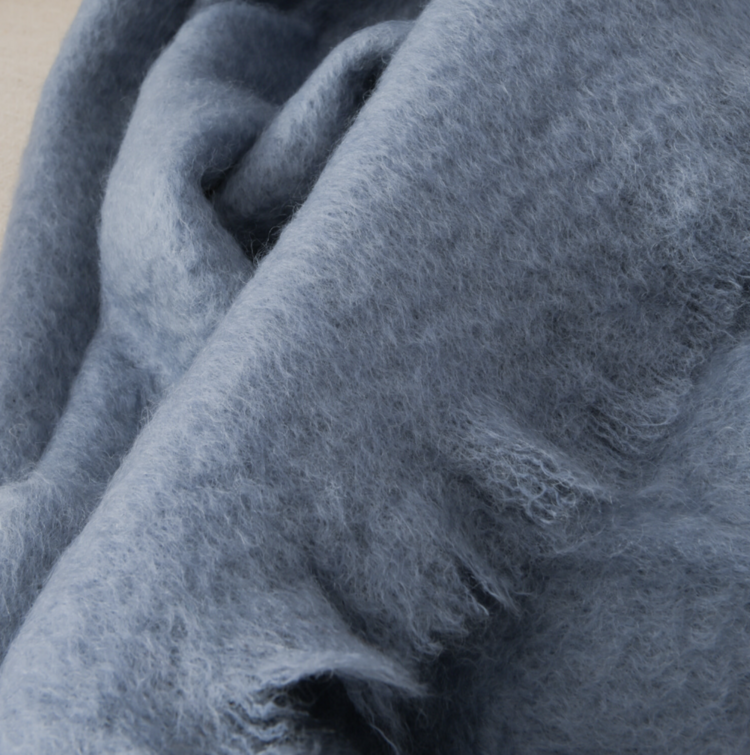 Mohair Throw Blanket in Provence Blue