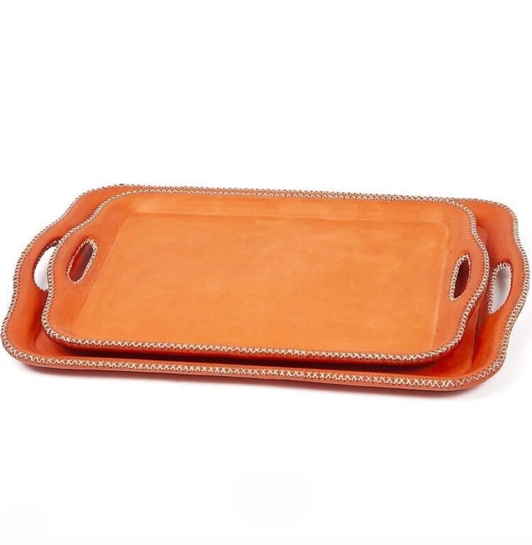Leather Tray with Handles