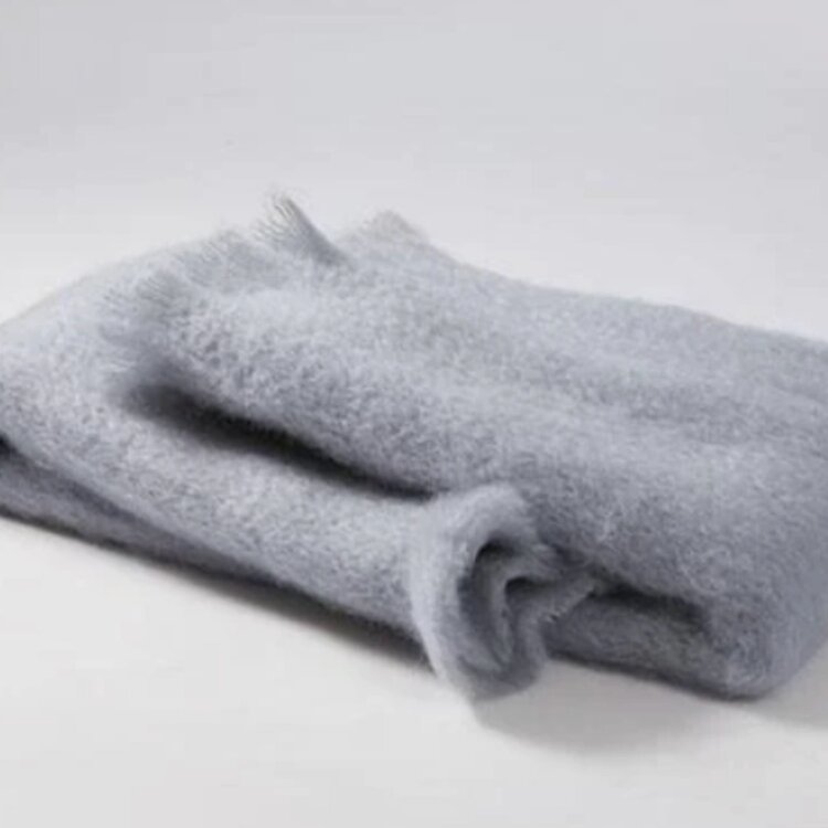 Mohair Throw in Ice Blue/Grey