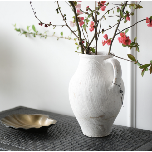 Antique White-Wash Olive Pot, Medium