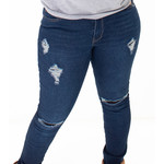 Blue Turtle Extreme Stretch Distressed Mid Rise Skinny Jean
