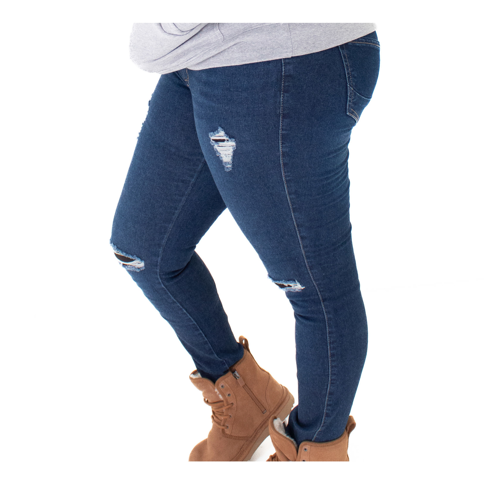 Blue Turtle Extreme Stretch Distressed Mid Rise Skinny Jean