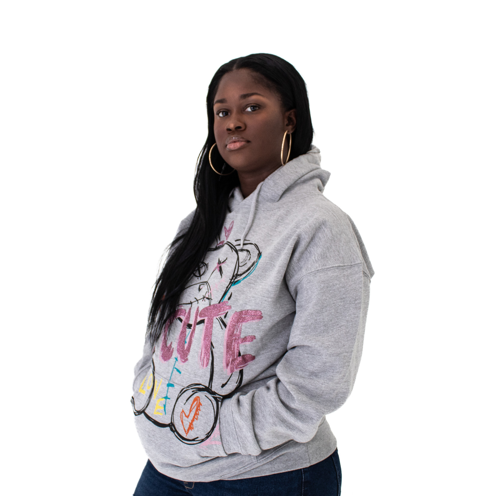 Cute Teddy Graphic Print Hoodie - mycityprints