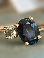 ASH 14k "Ariana" Ring with Teal Sapphire and Diamond