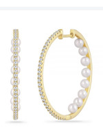 Shula NY 14kY .49ct Diamond Hoops with Pearls