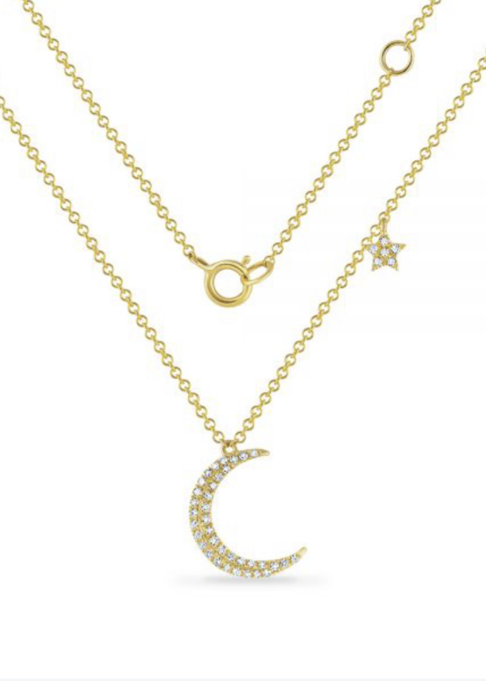 Shula NY 14kY Diamond Crescent Moon Necklace