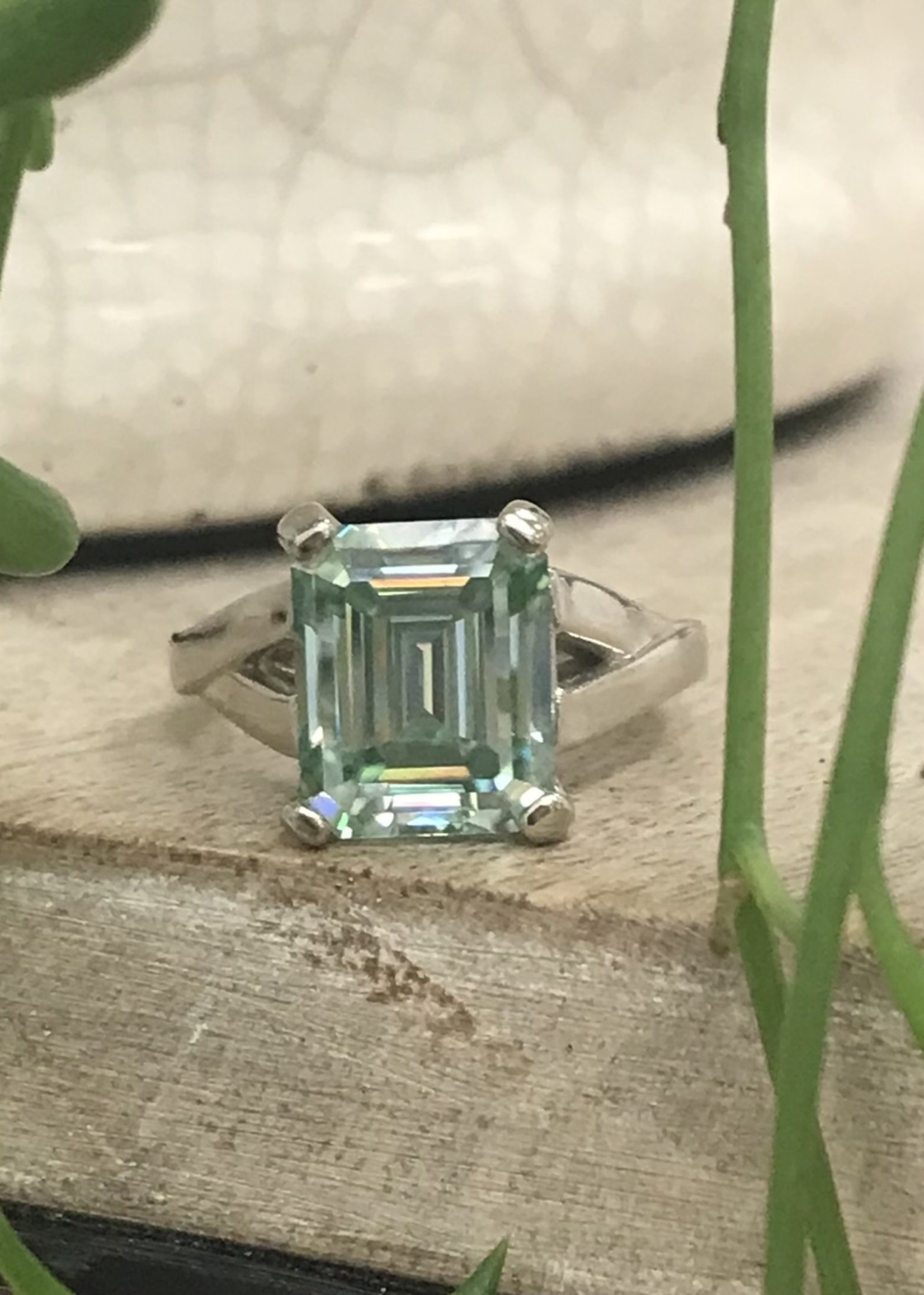 ASH 14k White Gold 5 carat Green Moissanite Custom Ring