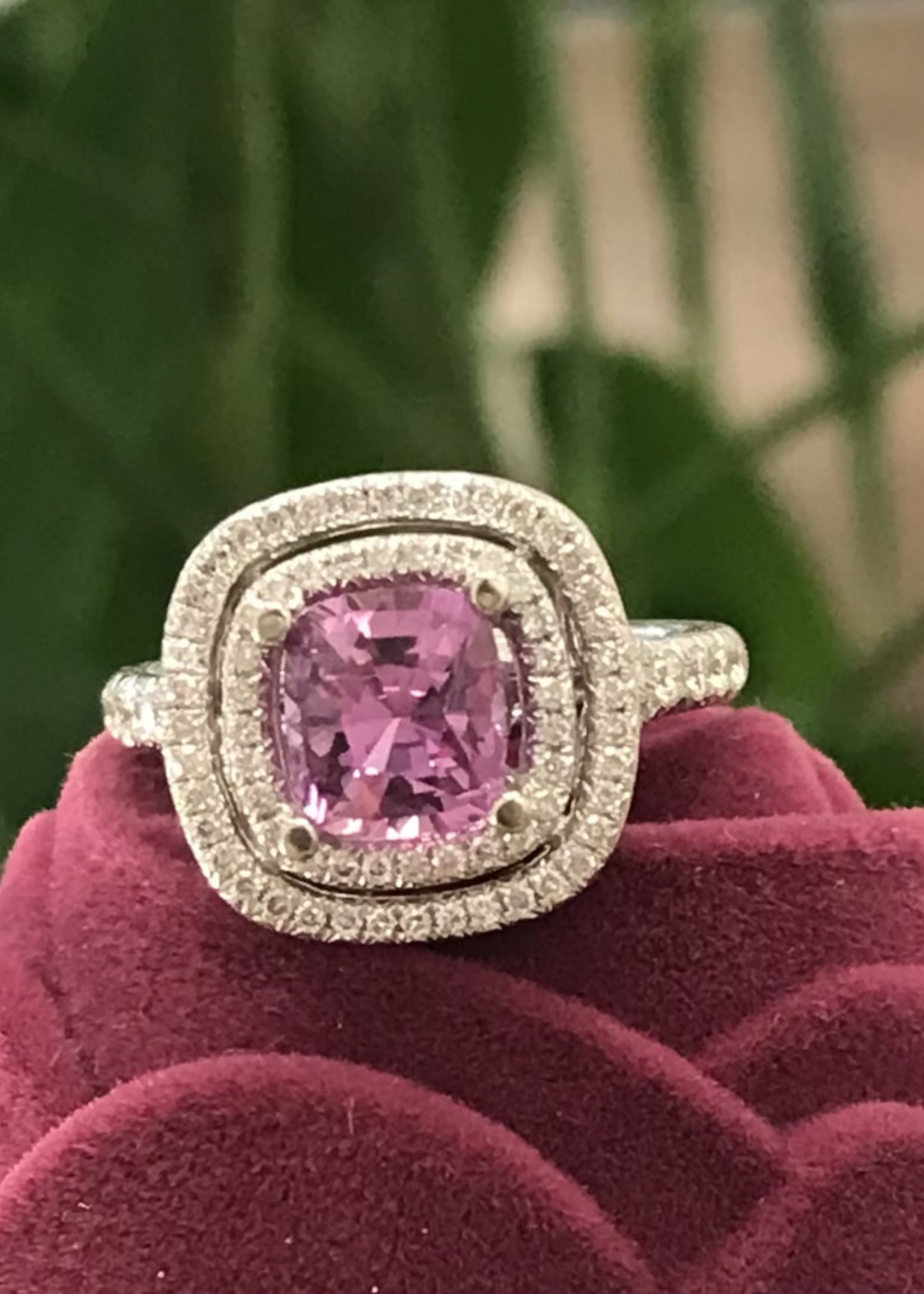 ASH 14kW 1.7ct Pink Sapphire .70ct Diamond Double Halo Ring