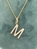 14kY Diamond Initials 18" chain