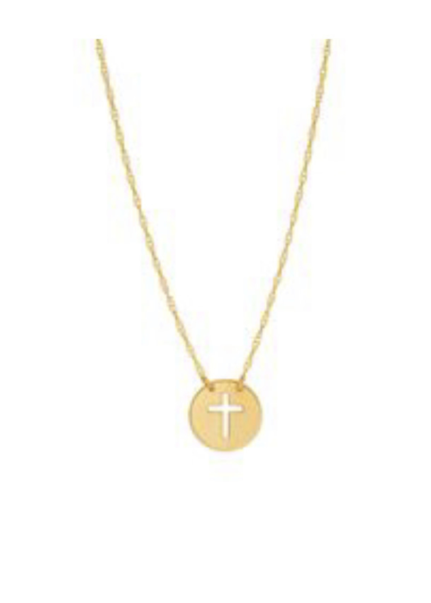 14kY Cross Disc necklace