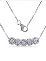 Shula NY 14kW .85ctw 5 Halo Diamond Necklace
