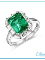 DiaSun 14kW 2.88ct Emerald .26ctw Diamond Ring