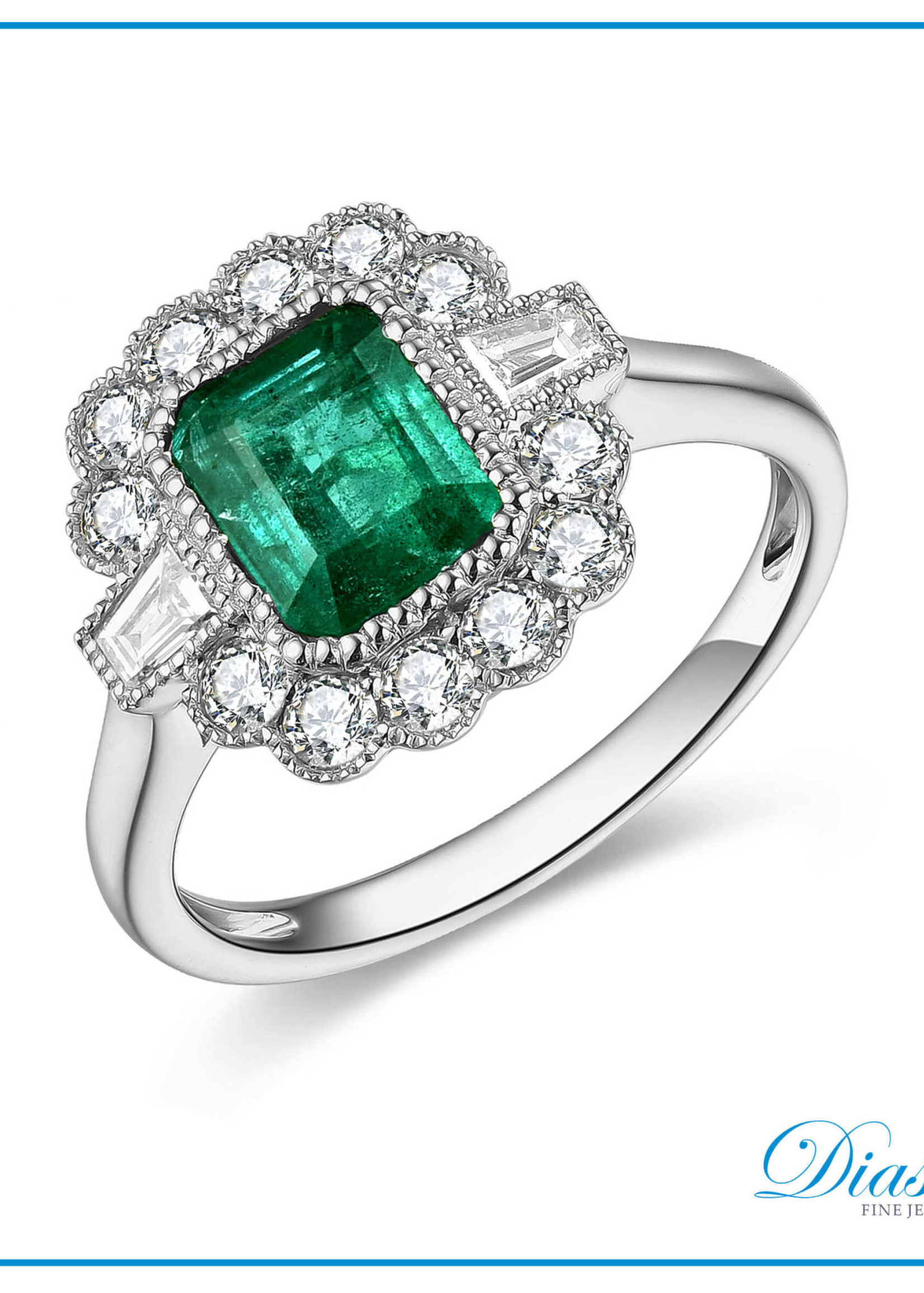 DiaSun 14kY 1.31carat Emerald .49ctw Diamond Ring