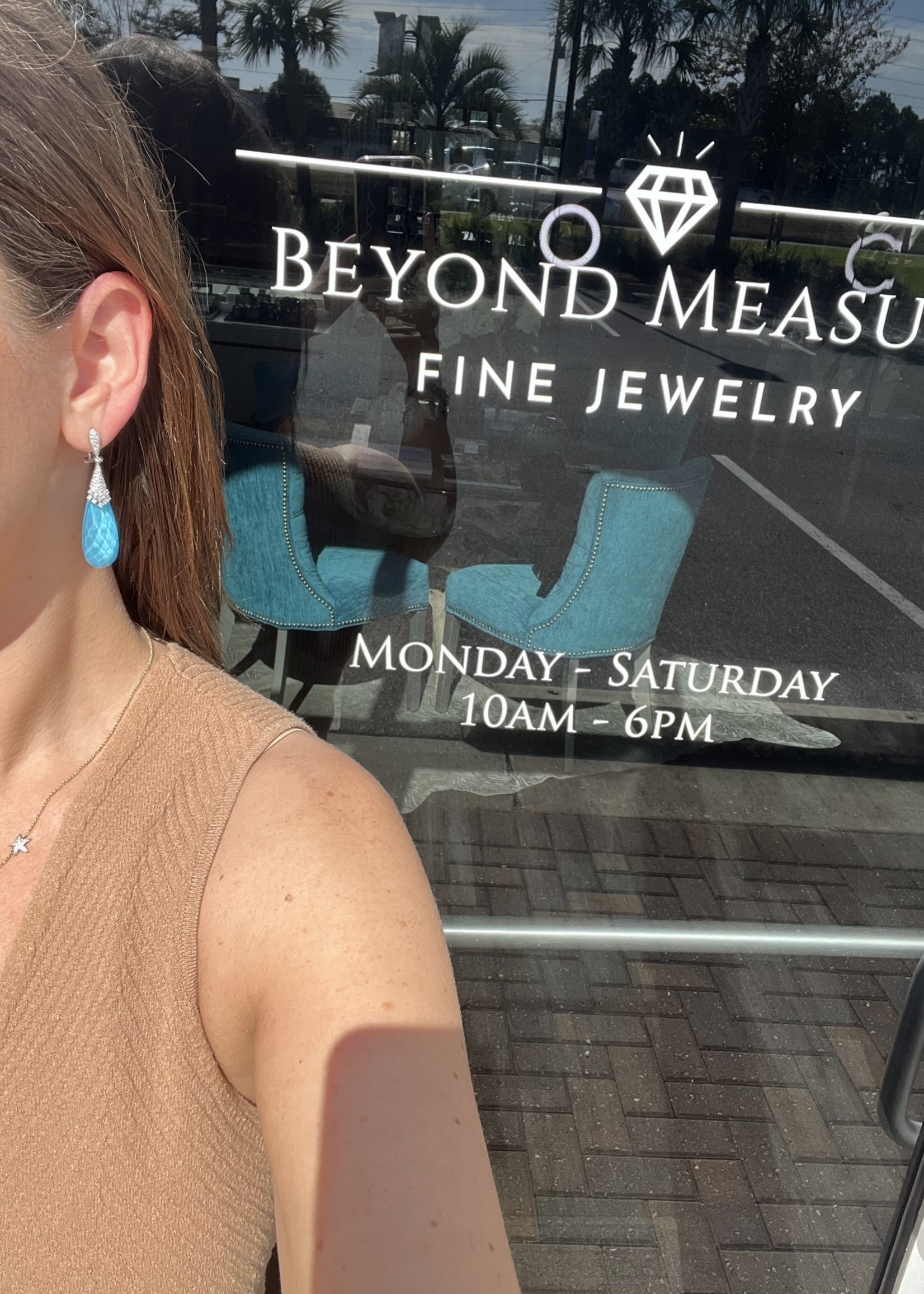 14kW Turquoise Earrings with Quartz and 1ctw Diamonds