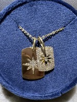 14kY fancy dogtag necklace .35ctw Diamonds