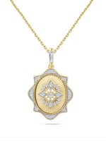 Shula NY 14kY .25ctw detailed vintage inspired necklace