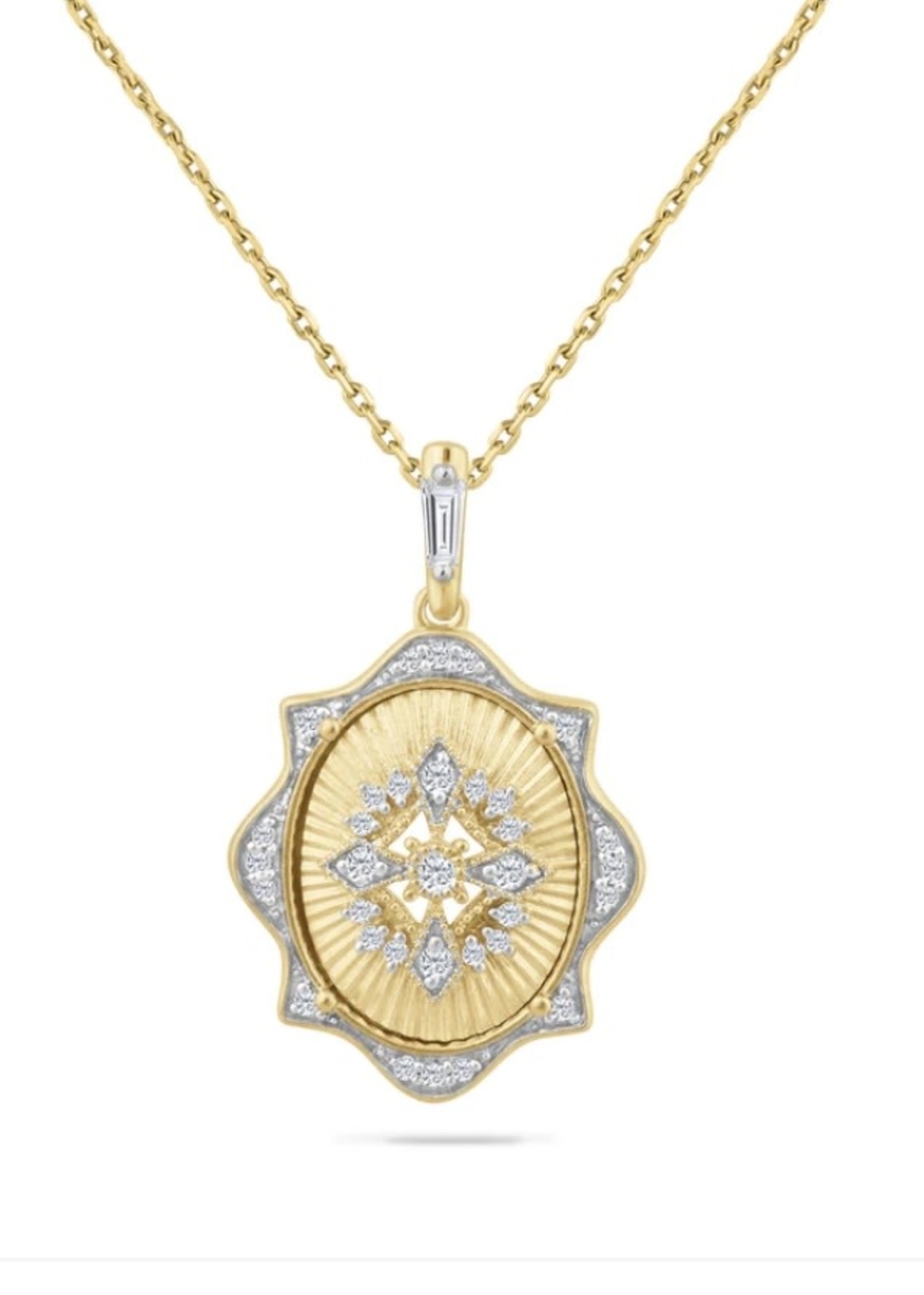 Shula NY 14kY .25ctw detailed vintage inspired necklace