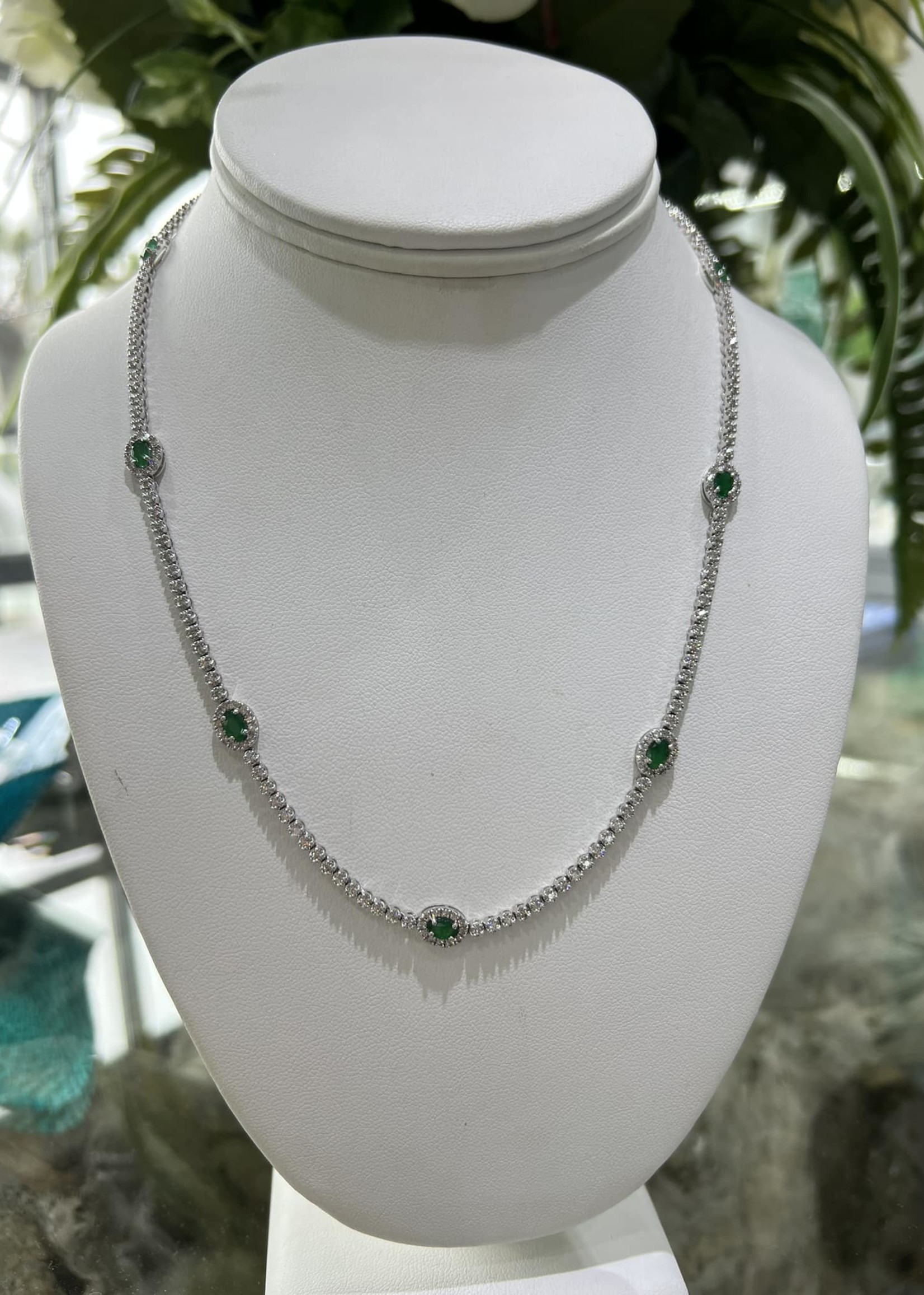 14kW 3ctw G/VS  1.75ct Emeralds Tennis Necklace