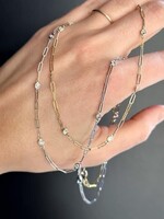 14kY .55ctw Paper Clip Necklace with bezel set diamonds.