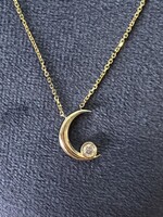 ASH 14kY Crescent Moon Diamond Necklace