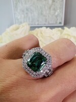 18kW 2.62 Green Tourmaline  .91ctw Diamonds in Double Halo