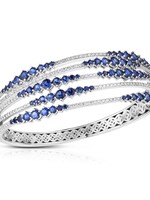 14kW 5.75ct Sapphires 1.63ctw Diamond Hinged Cuff Bracelet, Very Fancy!