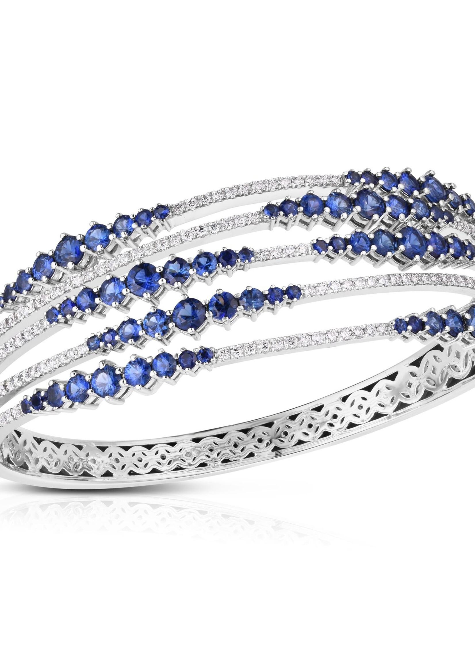 14kW 5.75ct Sapphires 1.63ctw Diamond Hinged Cuff Bracelet, Very Fancy!