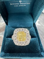 14k 2.5ct Yellow Cushion Cut Diamond (naturally mined) 1.2ctw diamond setting.
