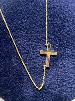 14kY East West Style Simple Cross on 18" cable chain (adjustable)