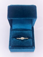 14kY .21ct pear cut diamond bezel set with beaded band, stackable!