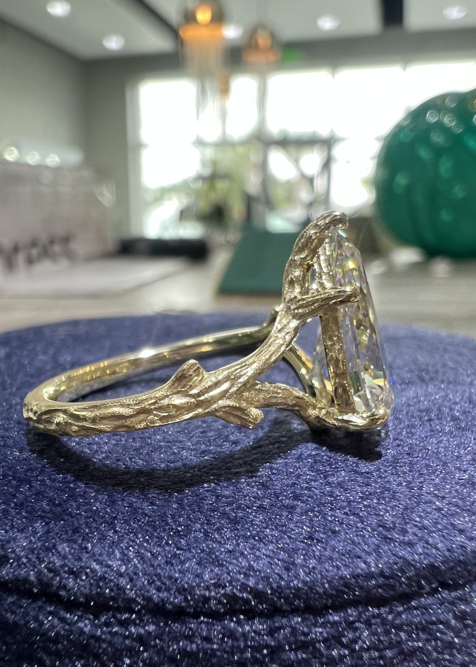 ASH 14kY 3ct Pear Cut LabGrown Diamond F/VS1.  Tree Bark Collection! Exclusive to Beyond Measure Fine Jewelry.  Available in Oval & Marquise Cut