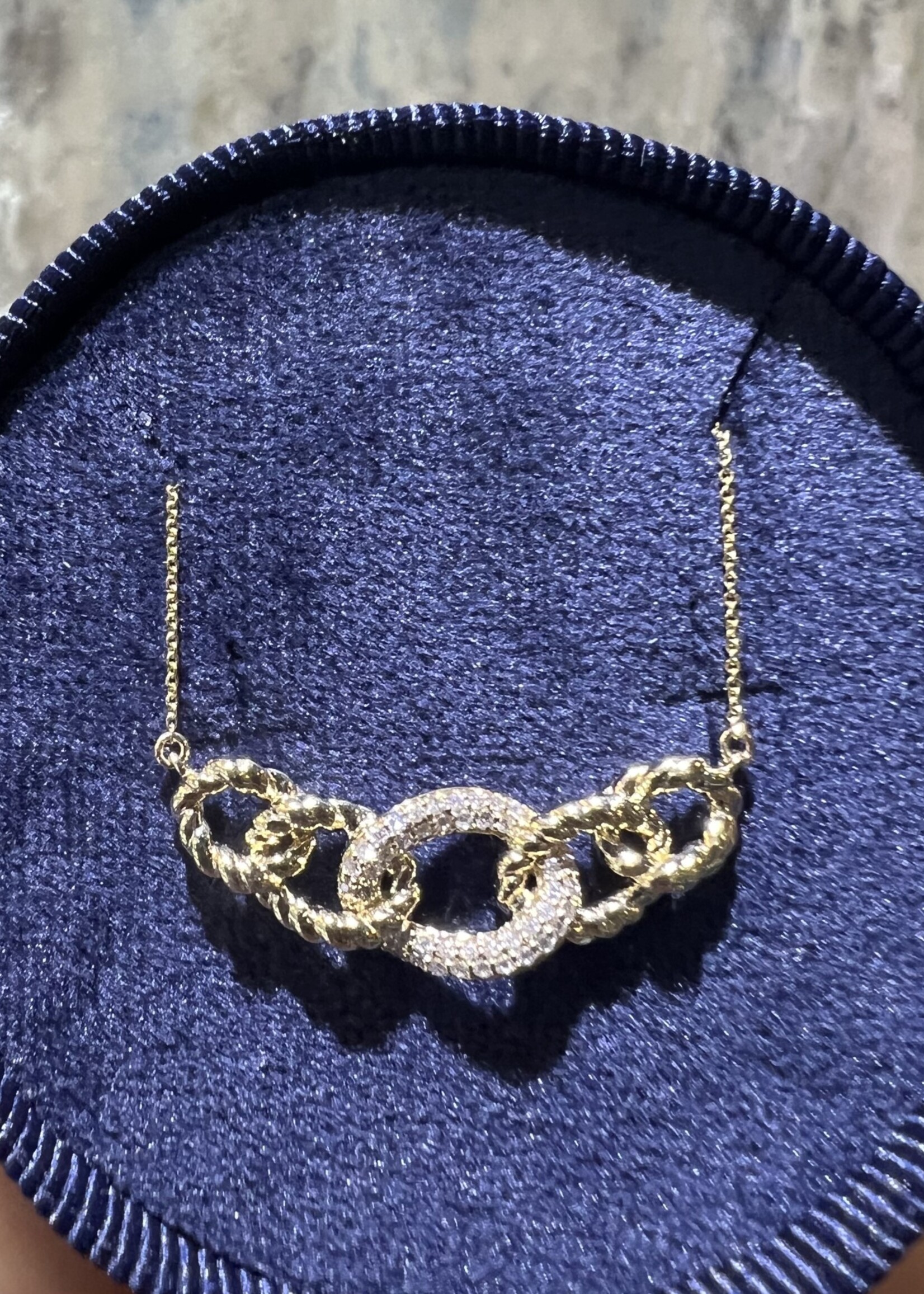 14kY .15ctw micro pave' 5link Chain Necklace