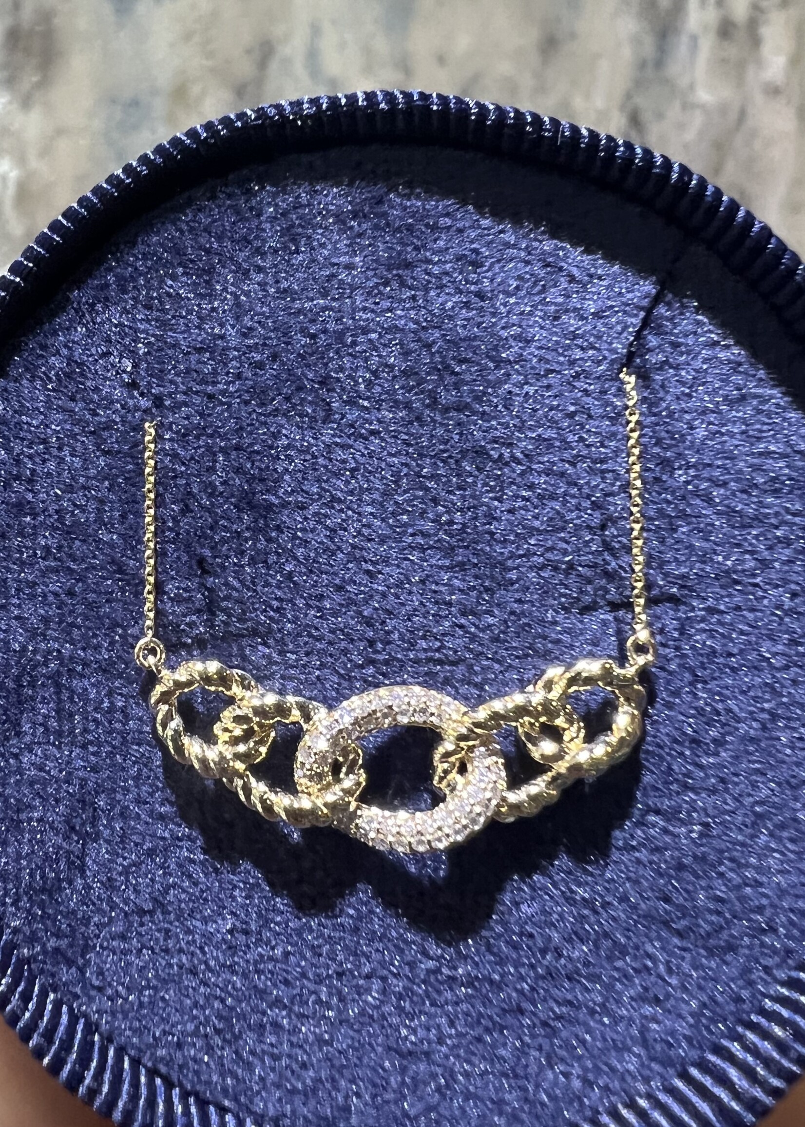 14kY .15ctw micro pave' 5link Chain Necklace