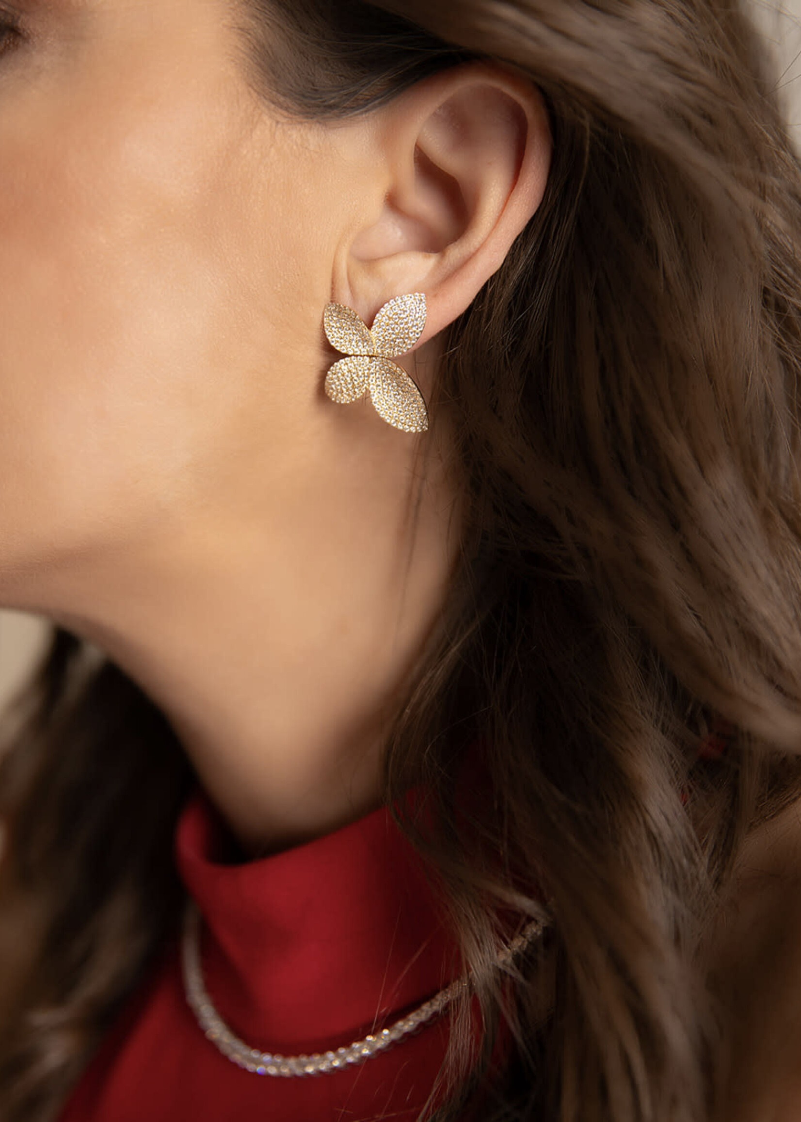 Afarin 18k Yellow Gold Statement Earrings with 2.73ctw of micro pave natural diamonds.