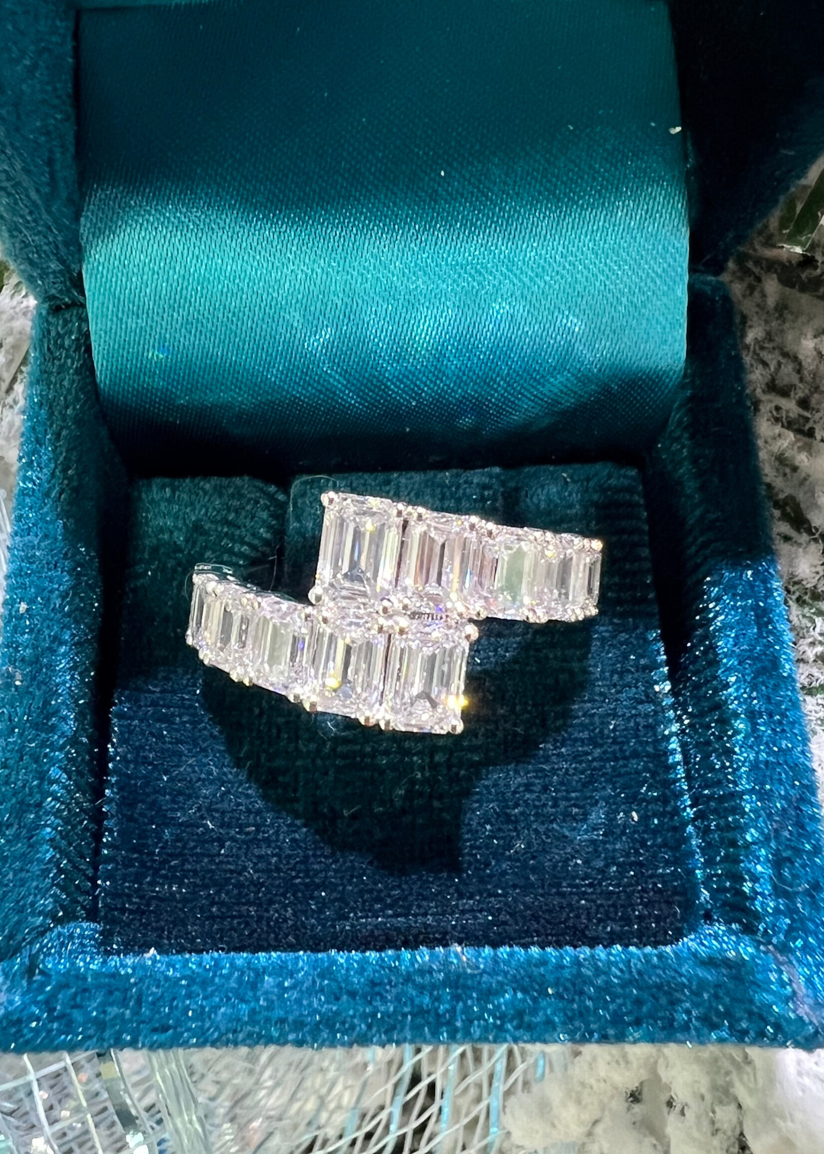 Roman + Jules Platinum 3.30ctw Natural Diamond Ring, 12 Emerald Cuts