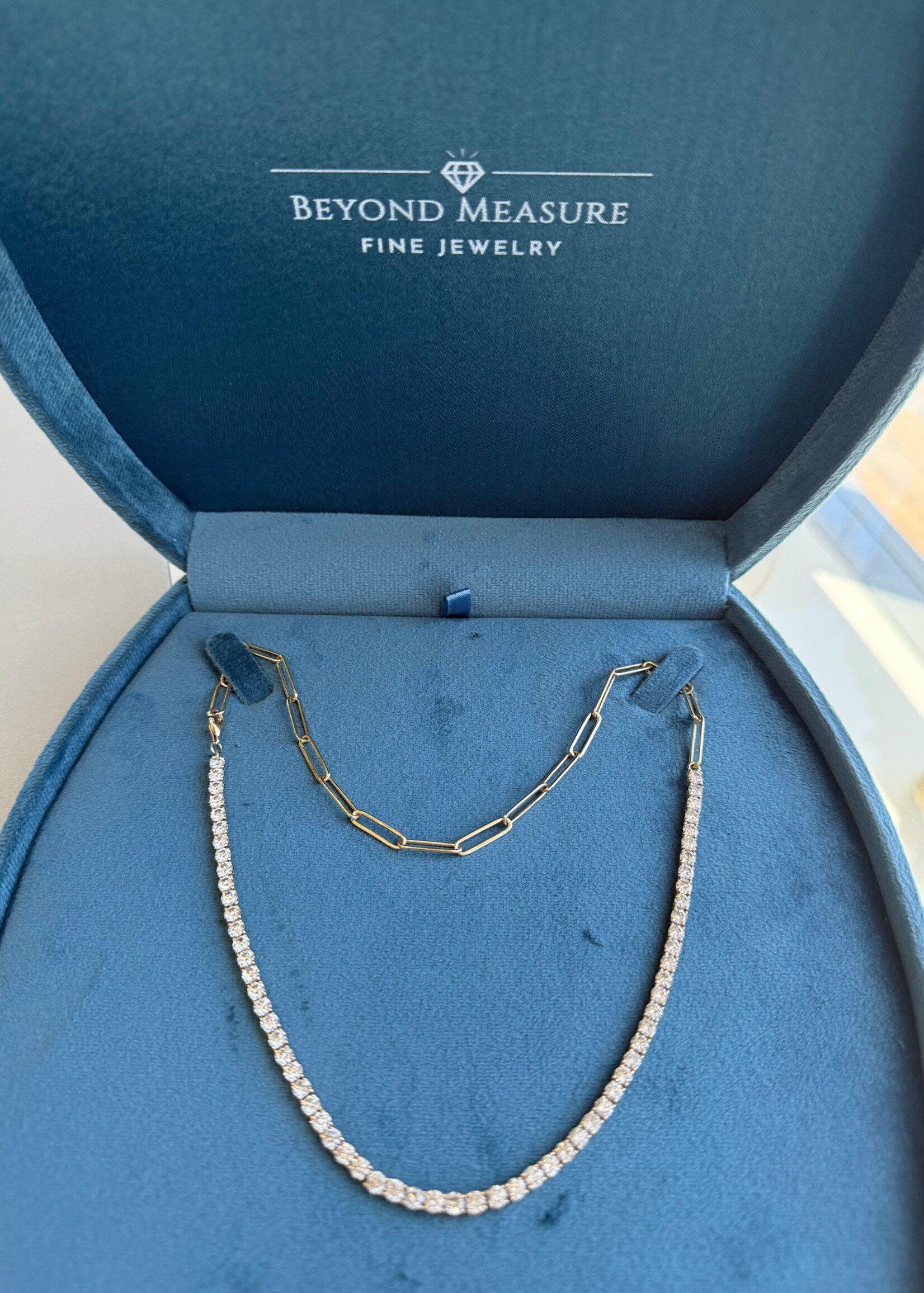 14k Yellow Gold 8.57ctw Natural Diamond Tennis Necklace