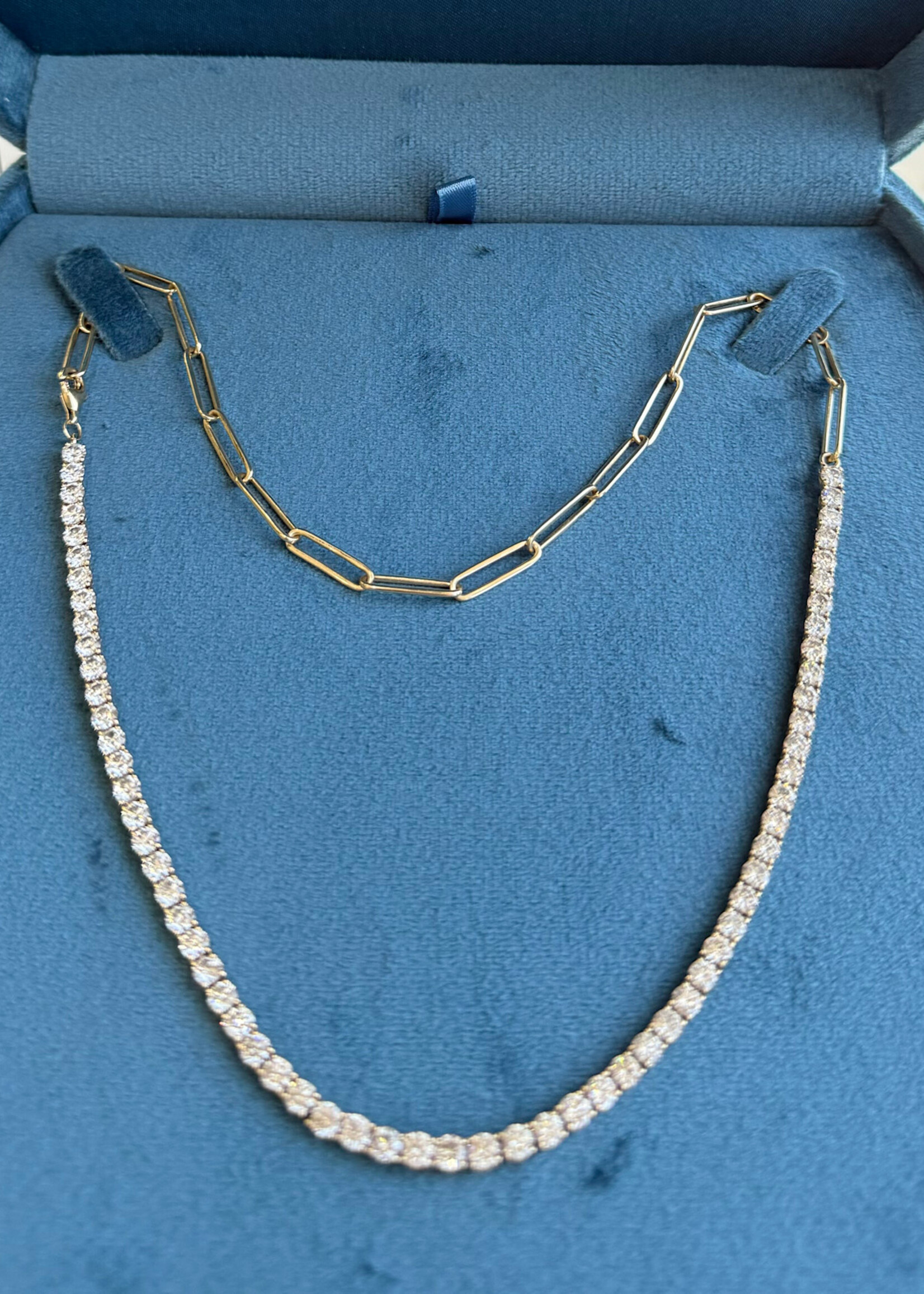 14k Yellow Gold 8.57ctw Natural Diamond Tennis Necklace