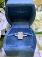 14k Yellow  Gold Radiant Cut Engagement Ring 2.59ct LabGrown E/VS1 + .36ctw diamond setting + hidden halo